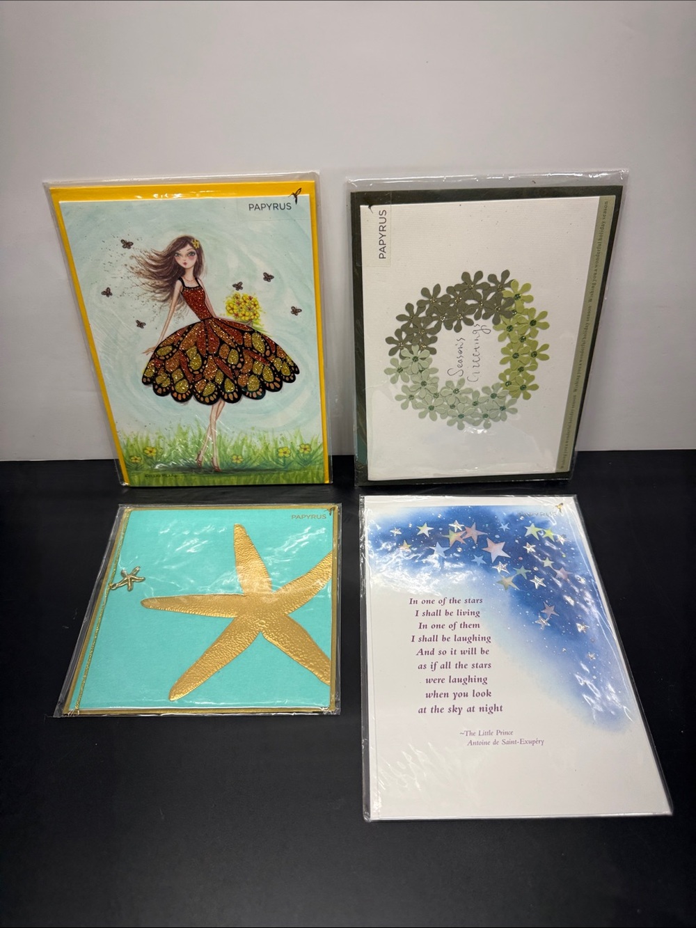 Papyrus Greeting Card Quartet — Teal, Gold, Yellow, Blue